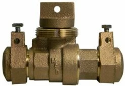 Promo ✨ A.Y. McDonald 3/4 in. CTS Compression Brass Ball Valve Curb Stop Minneapolis Pattern with Anode Nut ✨