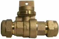 Best Pirce 🛒 A.Y. McDonald 1-1/4 in. CTS Compression Brass Ball Valve Curb Stop Minneapolis Pattern ✔️