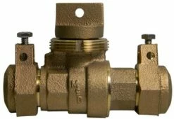 Cheapest ⌛ A.Y. McDonald 1 in. CTS Compression Brass Ball Valve Curb Stop Minneapolis Pattern with Anode Nut ⭐
